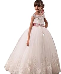  Junior-Bridesmaid Dress/Wedding Dress  With a Bow(s) and a Sash 