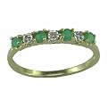10K Diamond and Emerald 4 Stone Ring in Yellow Gold