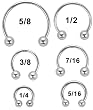 16G EXTERNALLY THREADED STEEL HORSESHOES HS161/2 - 16G 1/2" 4MM BALL