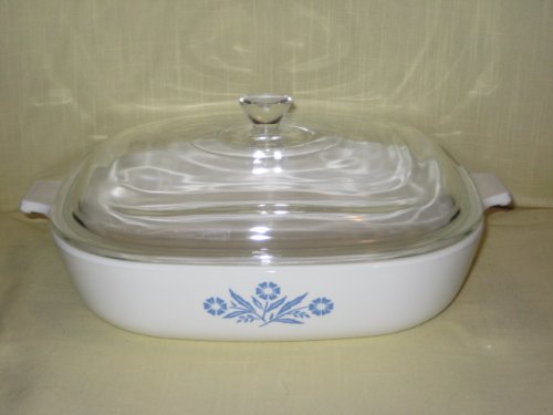 Vintage Corning Ware - Cornflower / Corn Flower - Large 10 Inch Casserole w/ Lid - P-10-B Made In USA