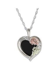 Black Hills Gold Sterling Silver Heart on Black Onyx Necklace