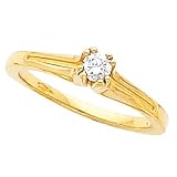18K Yellow Gold Diamond Solitaire Promise Ring - 0.15 Ct.
