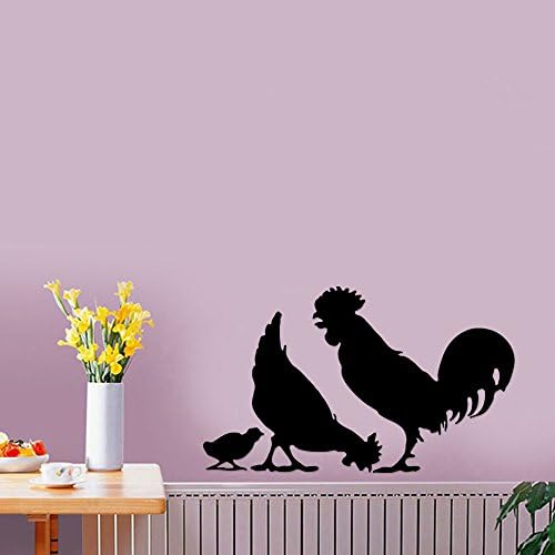 Chicken Rooster Chicks Farm Animal Removable Wall Sticker Art Home Office Room Mural Decor Vehicle Car Truck Window Bumper Graphic Decal- (6 inch) / (15 cm) Wide MATTE BLACK Color