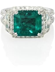 Diamond and GIA Certified Emerald 18k White Gold Ring