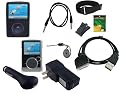 iShoppingdeals- For Sandisk Sansa Fuze 2GB , 4GB , 8GB Bundle Kit , Black Soft Silicone Case +Clear Crystal Case + USB Car Charger + USB Wall/Travel Charger + USB Data Cable + 3.5mm~3.5mm Auxiliary cable + Adjustable Armband + Black Belt Clip + Screen Protector + Lanyard + Fishbone Keychain