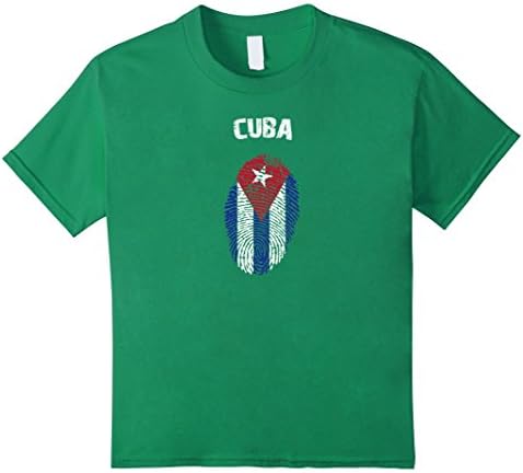 Kids Cuba Country Pride T-Shirt Fingerprint Flag, It's In My DNA 10 Kelly Green