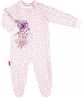 Kushies Organic Baby Girls' Blue Banana Garden Party Long Sleeve Sleeper 6 Months Pink Floral On White