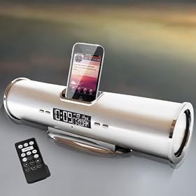 iPhone 4 3G 4G iPod Nano DOCKING DOCK SPEAKER STATION, FM Radio, Charger and Remote Control Silver Aluminium