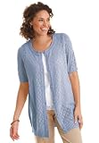 Short sleeve pointelle cardigan
