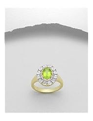 Peridot Ring In 92.5 Sterling Silver