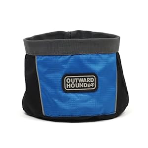 Kyjen 2482 Port-A-Bowl Collapsible Travel Dog Food Bowl Water Bowl, Large, Blue