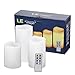 LE 3 Pack Flickering LED Flameless Candles with Remote Control & Timer, Dimmable, 2 Light Modes, Weatherproof, Yellow, valentine's Decoration, Battery Powered LED Votive Candles, Party, Weddings
