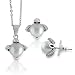 Tressa Sterling Silver CZ and Grey Pearl Necklace and Earring Set