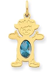 14k Yellow Gold Girl 7x5 Oval Genuine Blue Topaz-Dec. Metal Wt- 0.87g