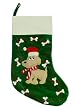 Deluxe Green Embroidered Christmas Stocking