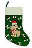 Deluxe Green Embroidered Christmas Stocking