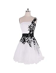 Applique Fitted Organza Short One Shoulder Homecoming Dress 