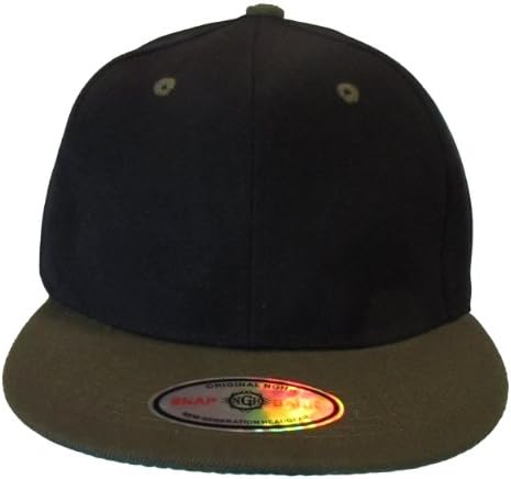 New Plain Snapback Baseball Caps Flat bill Two Tone Black / Green Bill