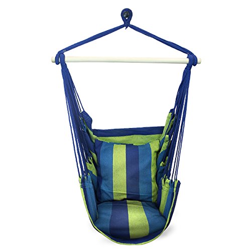 Sorbus Hanging Rope Hammock Chair Swing Seat for Any Indoor or Outdoor Spaces- Max. 265 Lbs -2 Seat Cushions Included