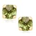 10k Yellow Gold Checker Board Cushion Cut Peridot Stud Earrings
