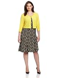 Julian Taylor Women’s Plus-Size Print Dress With Solid Jacket, Sunshine, 22