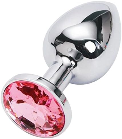 Wikiba Suppository Gem Stimulation Jeweled Beginners Butt Plug Personal Massager Toys -Pink (M)