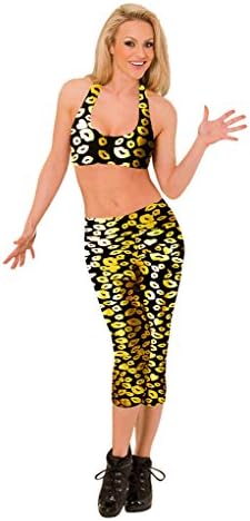 Geval Women's Colorful Lipstick Capri Leggings(Yellow,XXS)