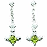 1.50 Ct.T.W. Genuine Princess Cut Peridot in Pure Sterling Silver Earrings
