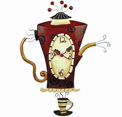Steamin' Tea & Coffee Pot Wall Clock Michelle Allen Studio Designs