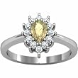 14K White Gold Golden Topaz and Diamond Ring