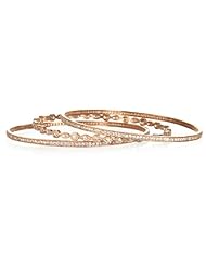 Rose Gold 3 Bangle Set with White CZ