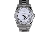 Rolex Mens White Gold President White Roman Dial
