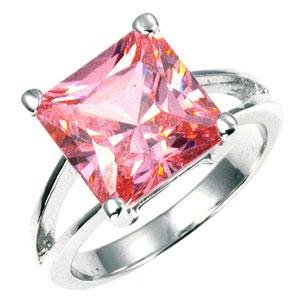 C'este Di Amore - 8 Carat Solitaire Pink CZ Ring