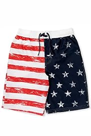 Contrast Drawstring Flag Print Swim Shorts