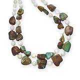 .925 Silver, Mother of Pearl & Turquoise Nugget Double-Strand Necklace-18 + 2 IN