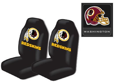 3-Piece Washington Redskins Automotive Interior Gift Set - A Set of 2 NFL Licensed Universal-Fit Front Bucket Seat Covers and One Official NFL Licensed Team Helmet Logo Air Freshener Pine Forest Scent