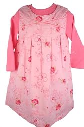 Laura Ashley Baby Girls Flowered Coral Jumper Dress-24 Months