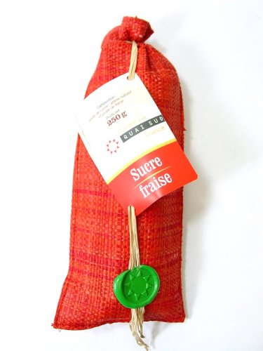 Quai Sud Strawberry flavored cane sugar in raffia bag all Natural 8 oz by Quai Sud
