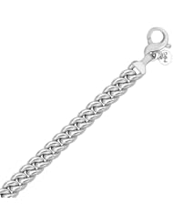 Sterling Silver Diamond Cut Gourmette Chain Bracelet with Rhodium Plating