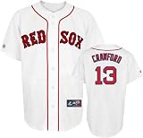 Carl Crawford Jersey: Youth Majestic Home White Replica #13 Boston Red Sox Jersey