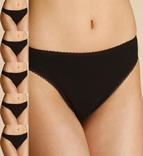 5 Pack Pure Cotton High Leg Knickers