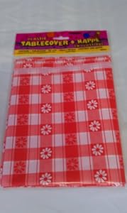 Red Gingham Plastic Table Cover, 52x72