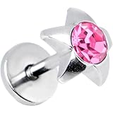 16 Gauge Stainless Steel Pink Gem Star Labret Monroe Tragus