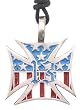 American 13 Colonies Flag Cross Pewter Pendant Necklace