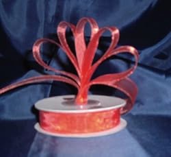 Sheer Organza Ribbon Mono Edge - 3/8" - 25 Yards (75 FT) - Red