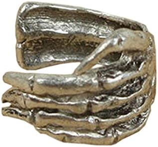 2pc/lot Skeleton Skull Hand Ear Cuff Wrap Cartilage Earrings Clip Men Women (Silver)