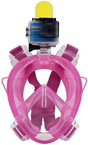 Fiven Seaview 180° Snorkel Mask with Earplugs for Adults and Youth. Full Face Free Breathing Design. Best Snorkeling Experience with Anti-fog and Anti-leak Technology (Pink, M)