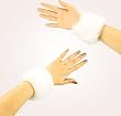 2 Winter Faux Fake Fur Wrist Arm Warmer Cuff Slap On Wristband Fuzzy Furry White