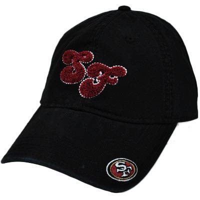NFL San Francisco 49ers Black Red Womens Ladies Chenille Hat Cap Garment Wash