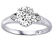 1.29 cttw Genuine White Topaz and Genuine Diamonds set in 14k Gold Engagement Ring by Zoe R(tm) - 14kt White Gold